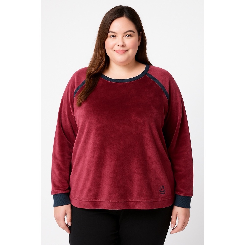 Cuddl Duds Ultra Plush Velvet Fleece Pullover Sweatshirt Burgundy 2X‎ Warm Soft